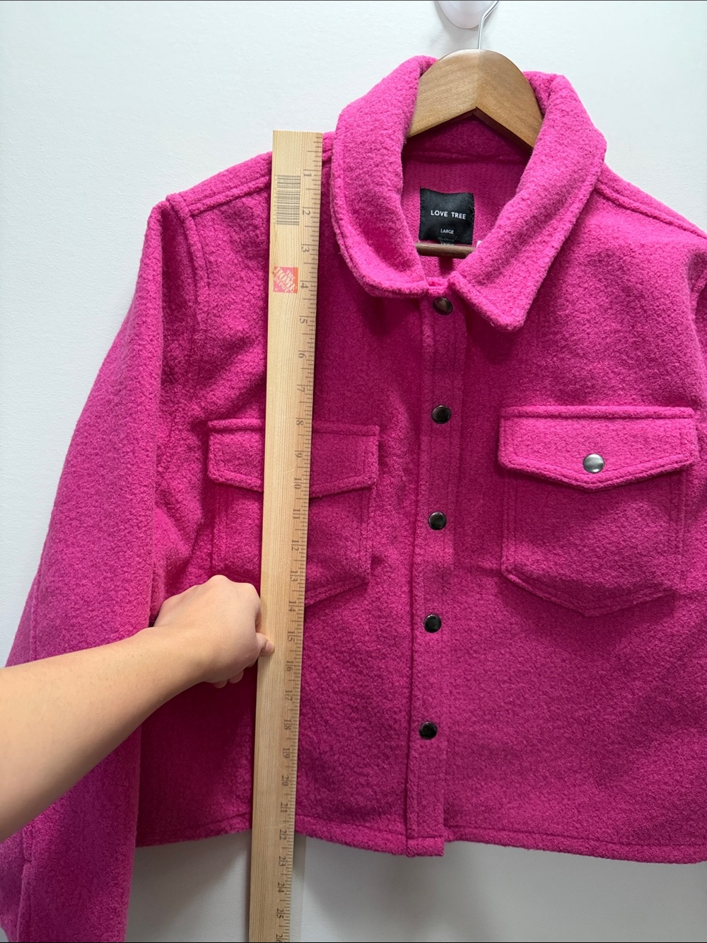 Brand New Love Tree Hot Pink Fleece Utility Shacket Size L/ 22x23 - Picture 5 of 7